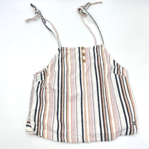 Roxy Live Lovely Button Front Linen Tank Top Size XS - Picture 5 of 14